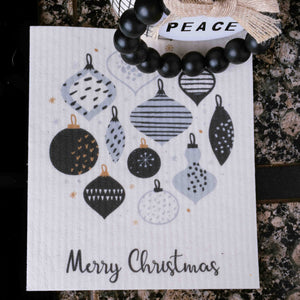 B&W Christmas Ornaments Swedish Dishcloth: Set of 3 clothsEco-Friendly, Reusable, Super Absorbent | SWEDEdishcloths