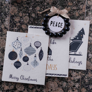 Mixed B&W Christmas Set of 3 (One of each design) Paper Towel Replacements | Swededishcloths