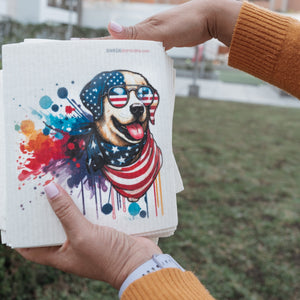 Eco-Friendly Swedish Dishcloths - Patriotic Lab Set of 3 (Paper Towel Replacements)