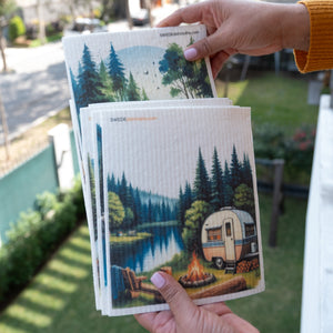 Eco-Friendly Swedish Dishcloths - Trailer and Tent Set of 3 (Paper Towel Replacements)