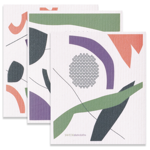 Eco-Friendly Swedish Dishcloths - Mixed Abstract Set of 3 (Paper Towel Replacements, One of Each Design)