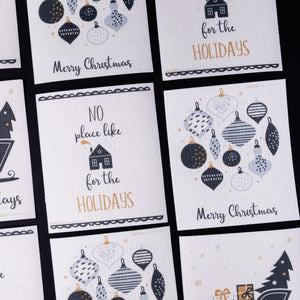 B&W Christmas Ornaments Swedish Dishcloth: Set of 3 clothsEco-Friendly, Reusable, Super Absorbent | SWEDEdishcloths