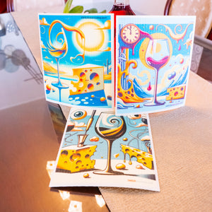 Eco-Friendly Swedish Dishcloths - Surreal Wine Clock Set of 3 (Paper Towel Replacements)