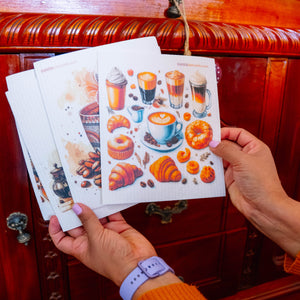 Eco-Friendly Swedish Dishcloths - Coffee and Sweets Set of 3 (Paper Towel Replacements)