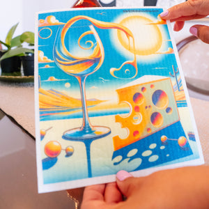 Eco-Friendly Swedish Dishcloths - Surreal Wine Sun Set of 3 (Paper Towel Replacements)