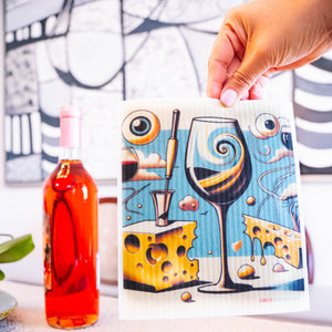 Eco-Friendly Swedish Dishcloths - Surreal Wine Eye Set of 3 (Paper Towel Replacements)