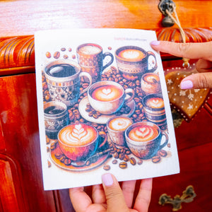 Eco-Friendly Swedish Dishcloths - Coffee and Beans Set of 3 (Paper Towel Replacements)