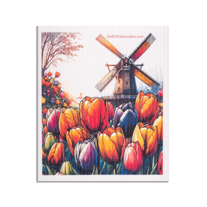 Eco-Friendly Swedish Dishcloths - Tulips Windmill (Paper Towel Replacement)