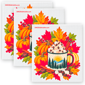 Eco-Friendly Swedish Dishcloths - Hot Chocolate Fall 2026 Set of 3 (Paper Towel Replacements) - SWEDEdishcloths.com