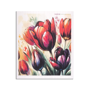 Eco-Friendly Swedish Dishcloths - Mixed Tulips Set of 3 (Paper Towel Replacements, One of Each Design) - SWEDEdishcloths.com