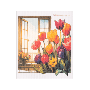 Eco-Friendly Swedish Dishcloths - Mixed Tulips Set of 3 (Paper Towel Replacements, One of Each Design) - SWEDEdishcloths.com