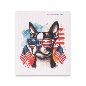 Eco-Friendly Swedish Dishcloths - Patriotic French Bulldog (Paper Towel Replacement)