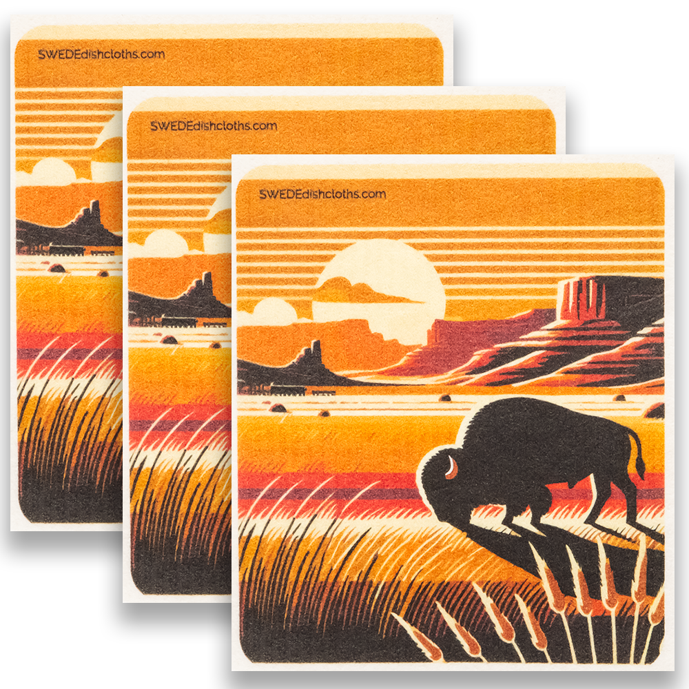 Eco-Friendly Swedish Dishcloths - Bison and Buttes Set of 3 (Paper Towel Replacements)