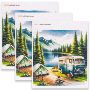 Eco-Friendly Swedish Dishcloths - Trailer and Tent Set of 3 (Paper Towel Replacements)