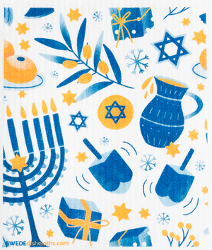 Hannukah Collage Swedish Dishcloth: Single cloth, Eco-Friendly, Reusable, Super Absorbent | SWEDEdishcloths