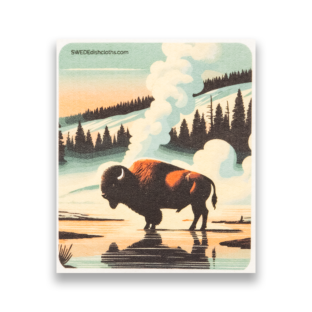 Eco-Friendly Swedish Dishcloths - Bison near Guyser (Paper Towel Replacement)