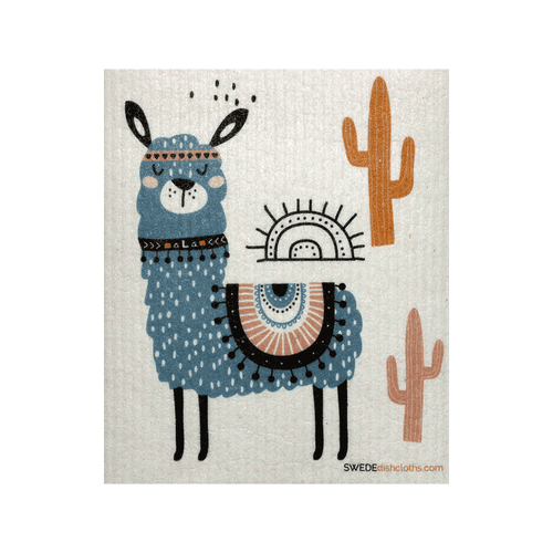 Blue Llama One Swedish Dishcloth
