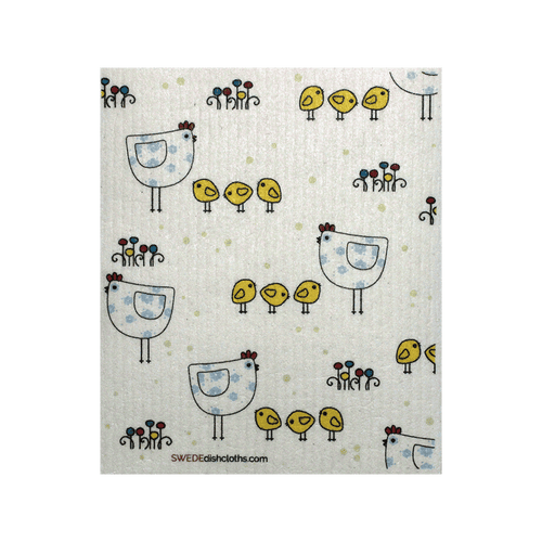 Chicken Family One Swedish Dishcloth