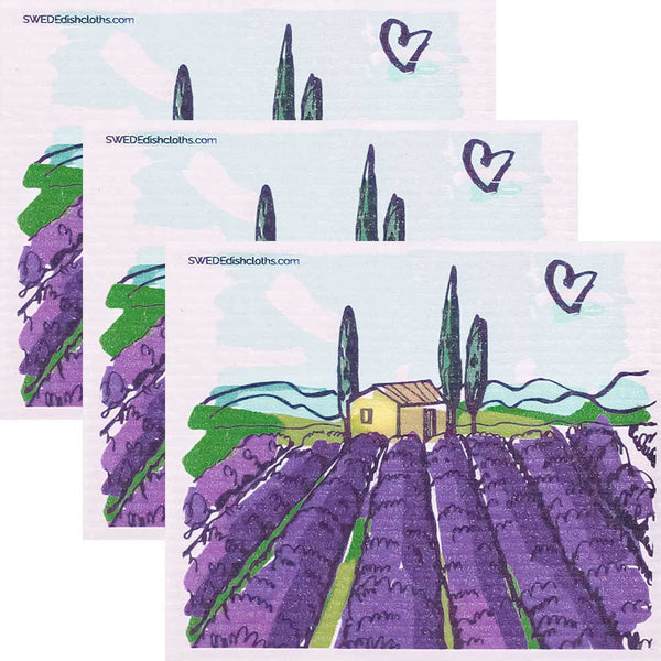 Tuscany Vineyard Set of 3 Swedish Dishcloths ECO Friendly Absorbent Cleaning Cloths