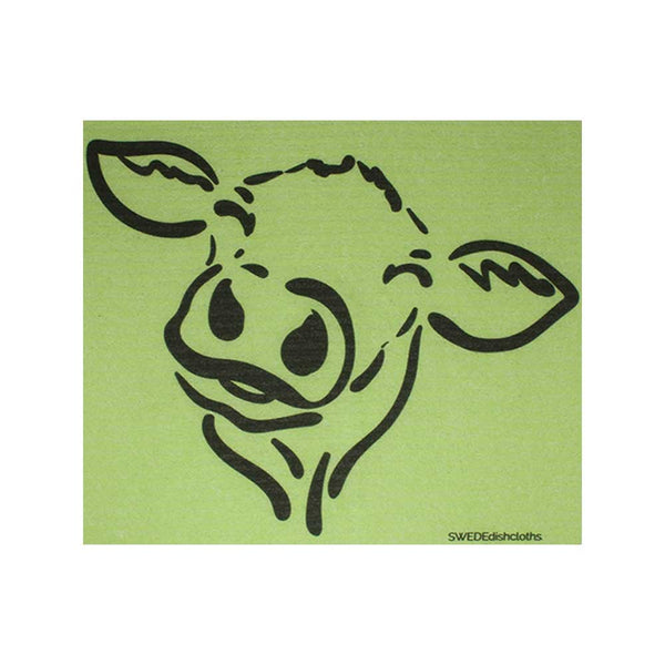 Swedish Dishcloths "Cow Silhouette on Green" One Dishcloth | ECO Friendly Reusable Absorbent Cleaning Cloth