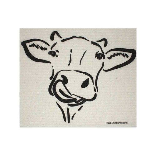 Cow Silhouette on Natural One Swedishdishcloth | ECO Friendly Reusable Absorbent Cleaning Cloth