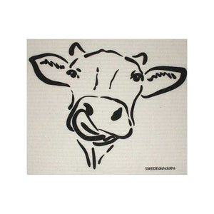 Swedish Dishcloths "Cow Silhouette on Natural" One Dishcloth | ECO Friendly Reusable Absorbent Cleaning Cloth