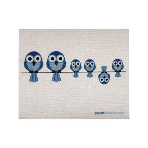 Swedish Dishcloth One Swedish Dishcloth Bluebirds On Wire Design - 1