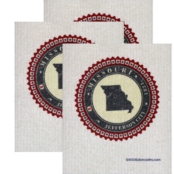 Swedish Dishcloth Set of 3 each Swedish Dishcloth Badge Design - Missouri