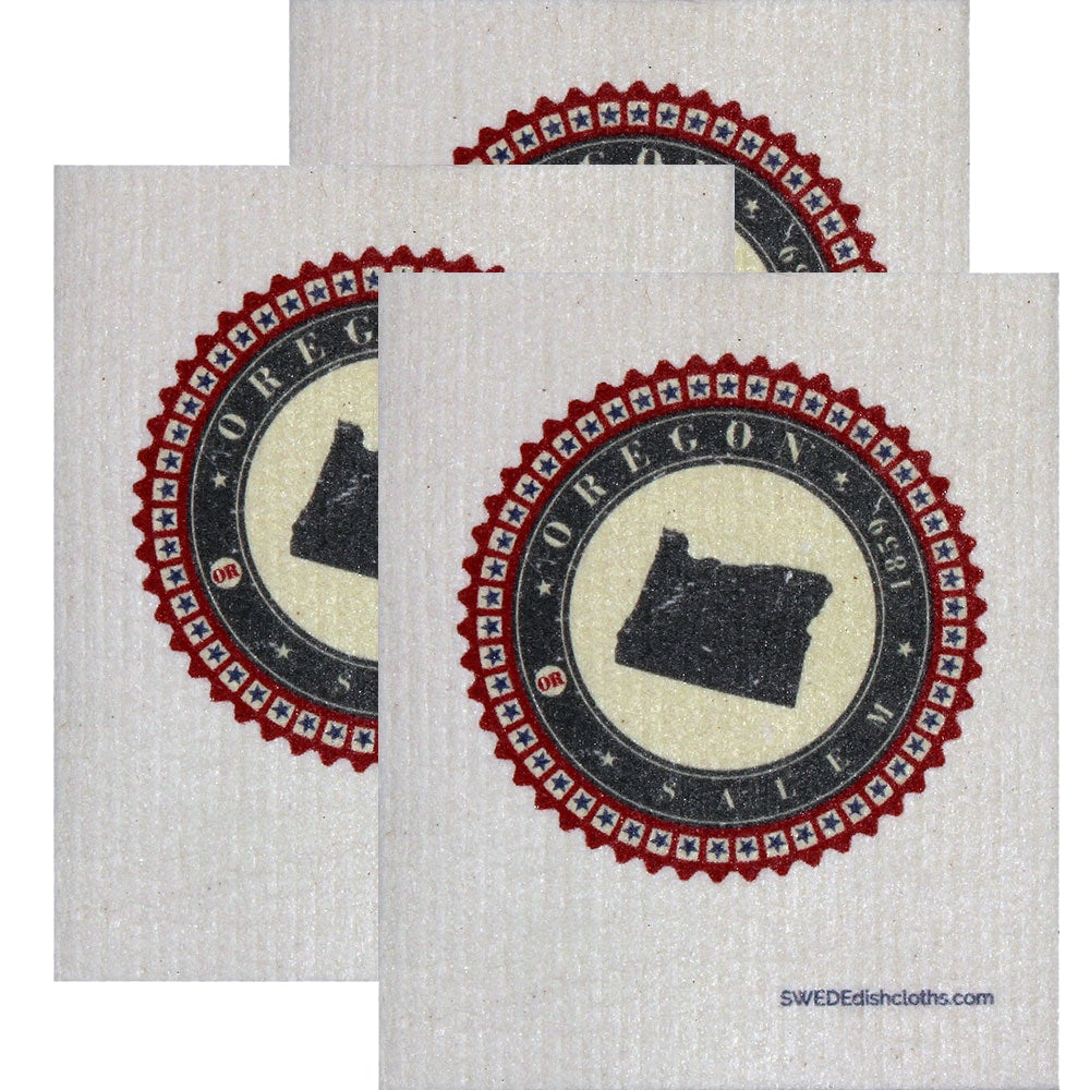 Swedish Dishcloth Set of 3 each Swedish Dishcloth Badge Design - Oregon