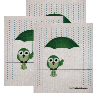 Swedish Dishcloth  Set of 3 each Swedish Dishcloths Greenbird in Rain Design