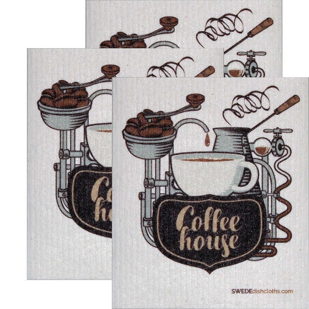 Swedish Dishcloth Set of 3 each Swedish CoffeeHouse Design - SWEDEdishcloths.com