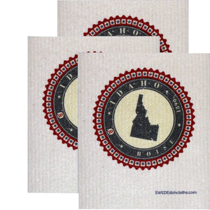 Swedish Dishcloth Set of 3 each Swedish Dishcloth Badge Design - Idaho - SWEDEdishcloths.com