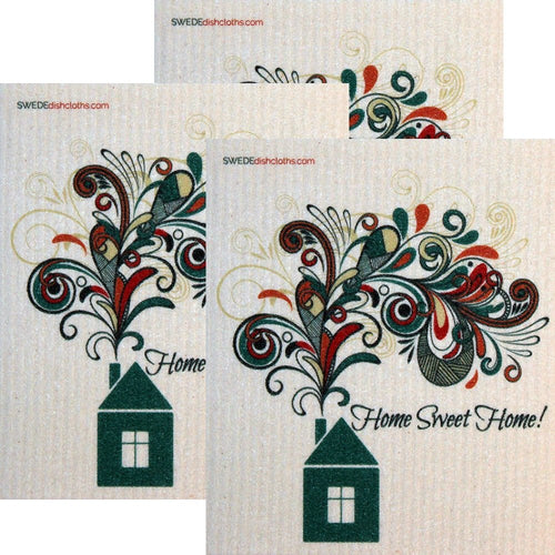 Swedish Dishcloth Set of 3 each Swedish Dishcloths Home Sweet Home Design - SWEDEdishcloths.com